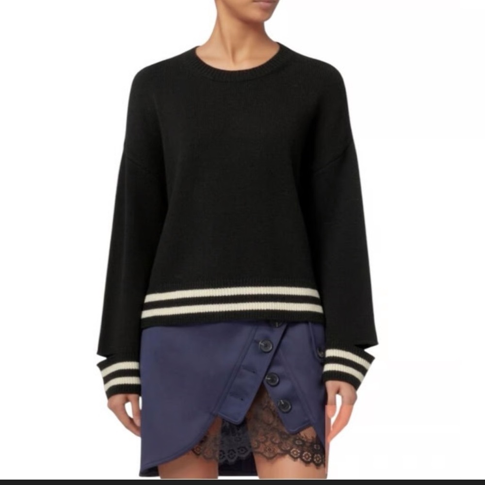 INTERMIX Bowie Striped Black Sweater Women’s Small
